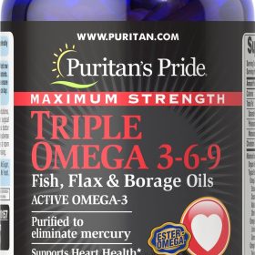 Puritans Pride Triple Omega 3-6-9 Fish, Flax & Borage Oils, 120 Count